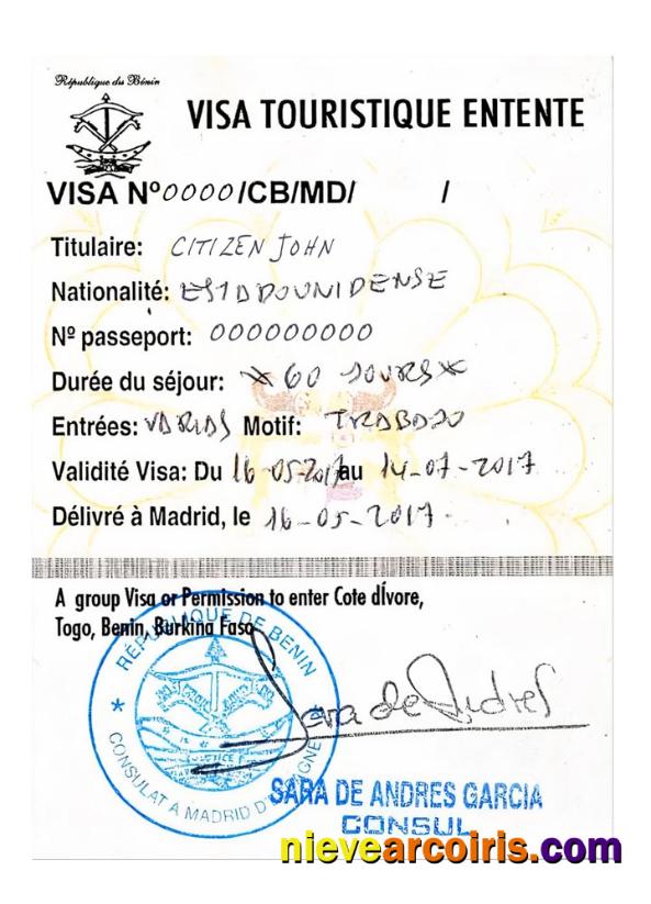 COTE D'IVOIRE, TOGO, BENIN, BURKINA FASO tourist visa